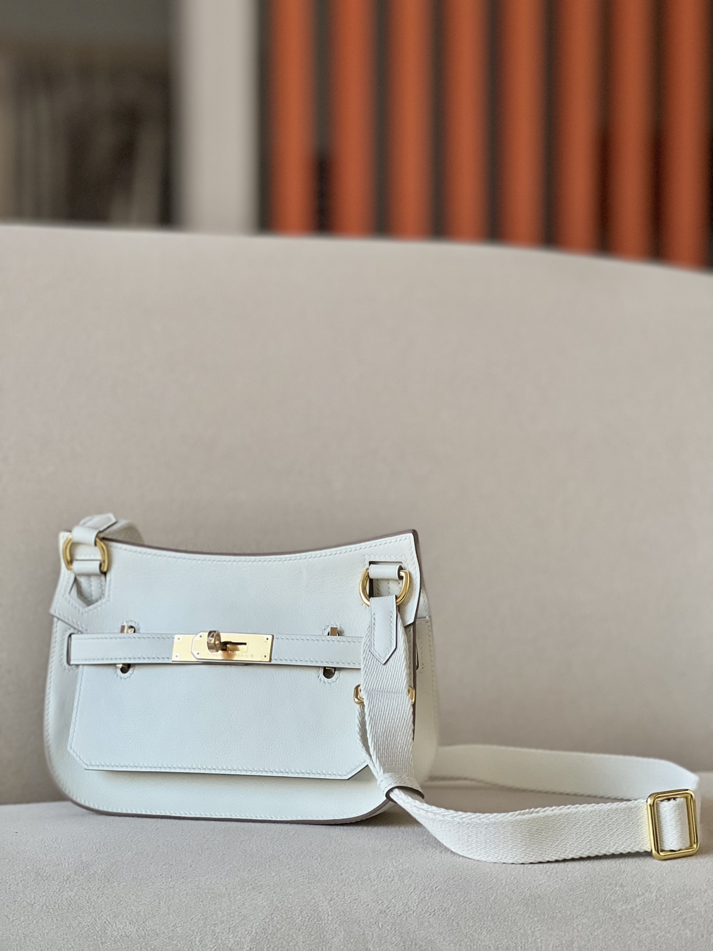 Hermes Jypsiere Mini Shoulder Bag In White Swift Leather